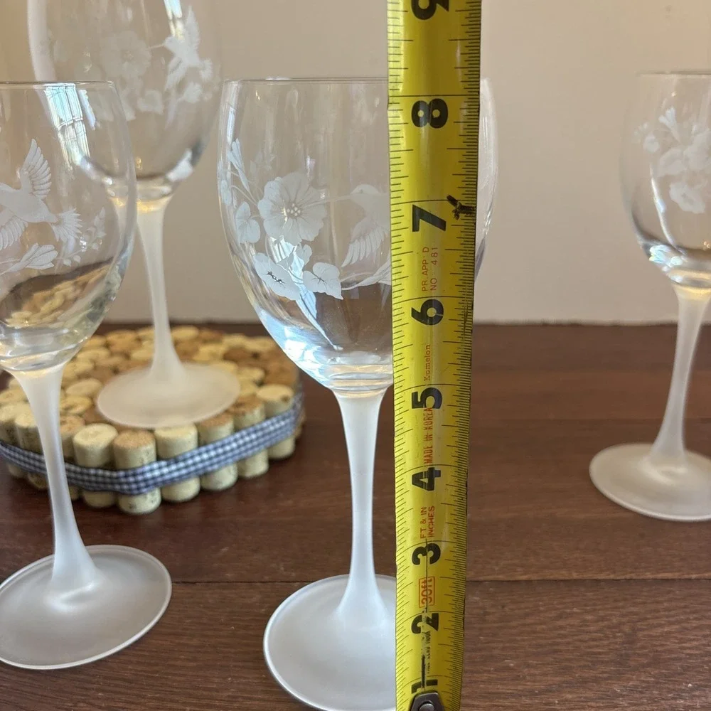 Vintage Avon Hummingbird 24% Lead‎ Crystal Water Goblets Glasses 8 1/4